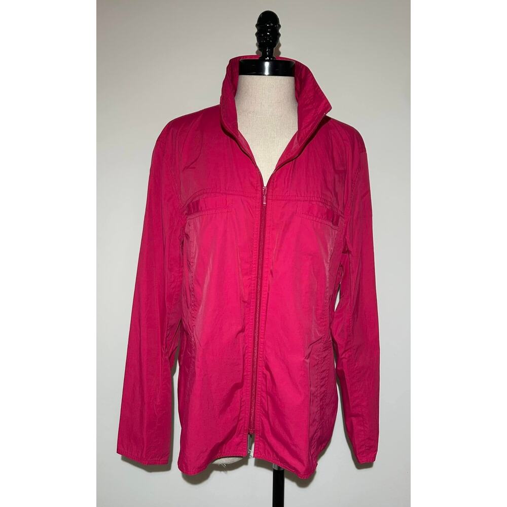 CHICO'S Pink Nylon Cotton Zip Front Long Sleeve Jacket Top Solid Womens 2 L
